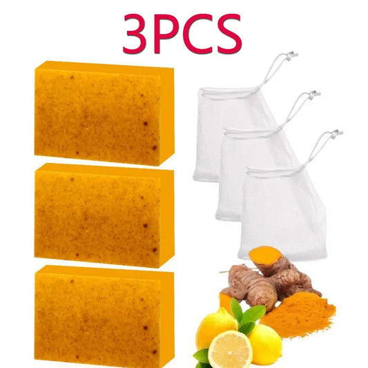 3PCS Turmeric Soap,Deep cleansingSoap,Moisturizing Soap For Face &Body,Body wash & Soap For Women& Men